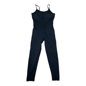 OQQ Black Stretch Jumpsuit Bodysuit Style Size L Nylon Spandex